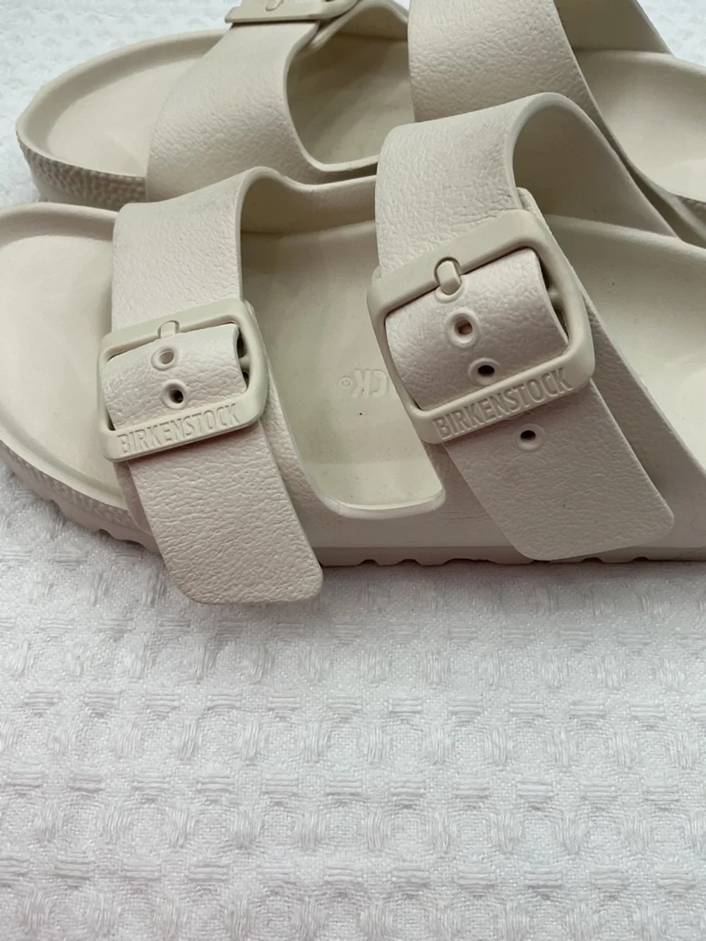 Birkenstock Women's Two-Strap Slide Sandals in Light Taupe - Picture 2 of 9